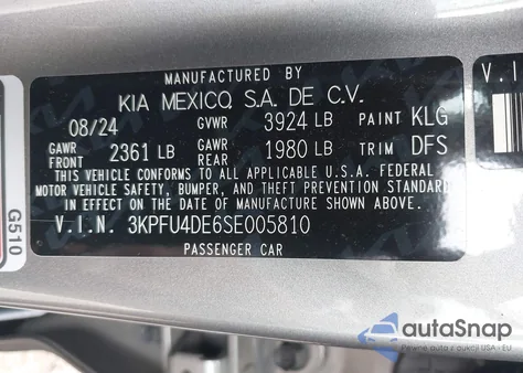 2025 Kia K4 Ex z USA, uszkodzony, nr VIN 3KPFU4DE6SE005810